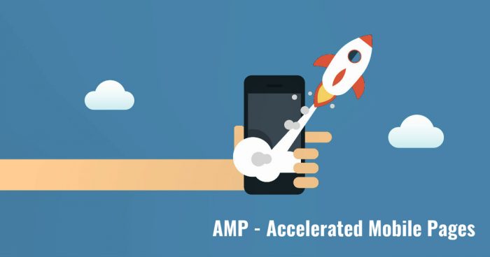 ilustração de uma mão segurando um celular que utiliza o AMP para e-commerce